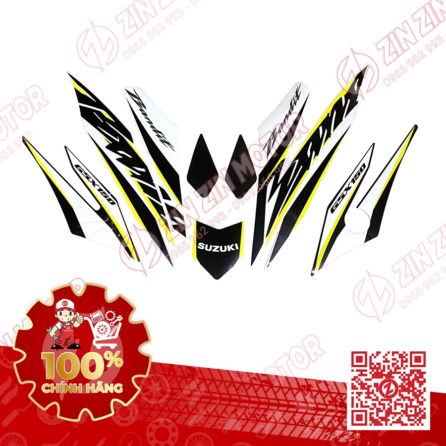 Tem Bandit 150 Trắng Vàng 68018-23K60-ATZ Chính Hãng Suzuki Indonesia