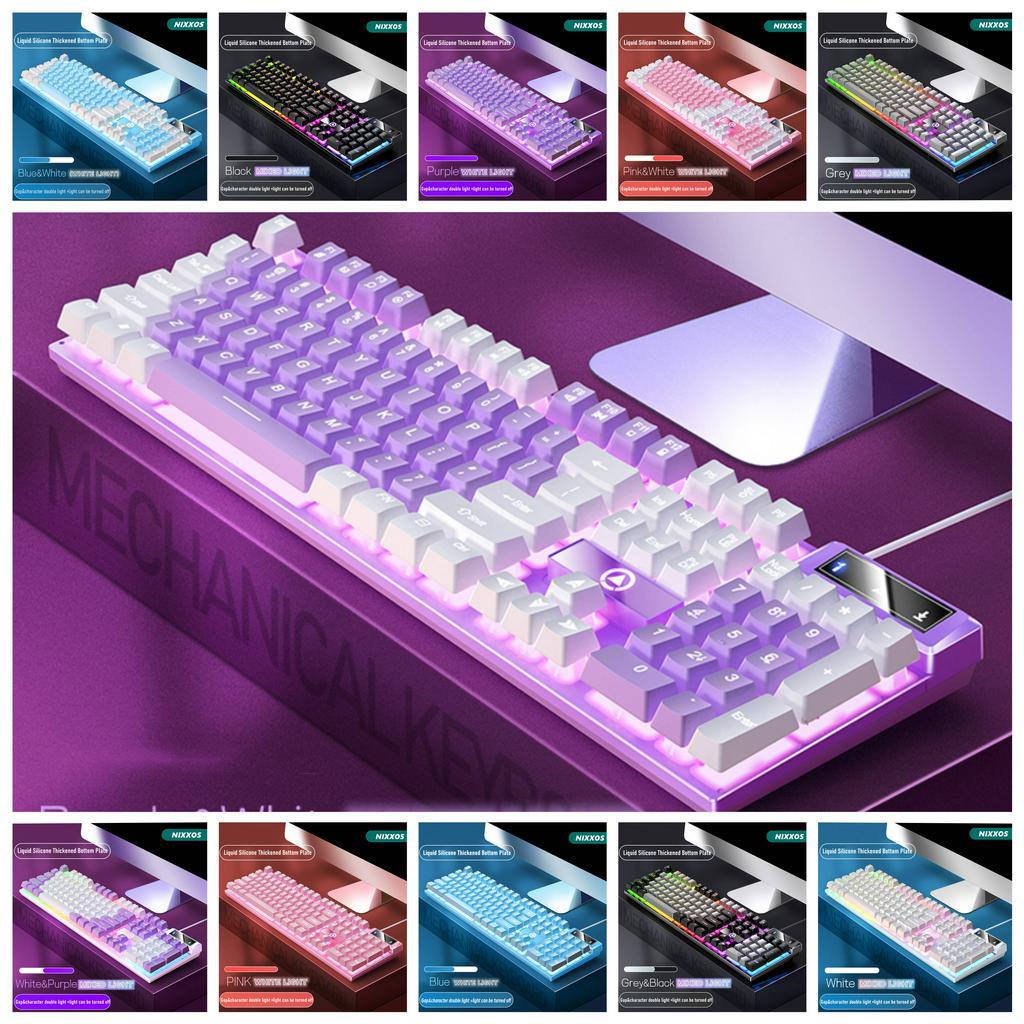 Bàn Phím Cơ Gaming NIXXOS 14 104 Phím Có Đèn LED Nền Với Giá Đỡ Chống Trượt Cho Windows PC