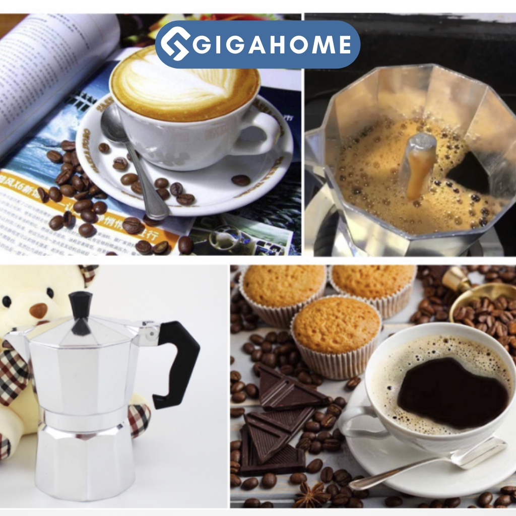 Ấm Pha Cà Phê Expresso GIGAHOME  6Cup Kiểu Ý  Tại Nhà Dung Tích 300ml 9346