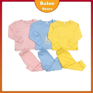 Đồ Bộ Bé Gái, Bé Trai Baloo Shop Vải Thun Lạnh Basic Mềm Mịn, Bộ Dài Tay Cho Bé Mặc Nhà Thu Đông