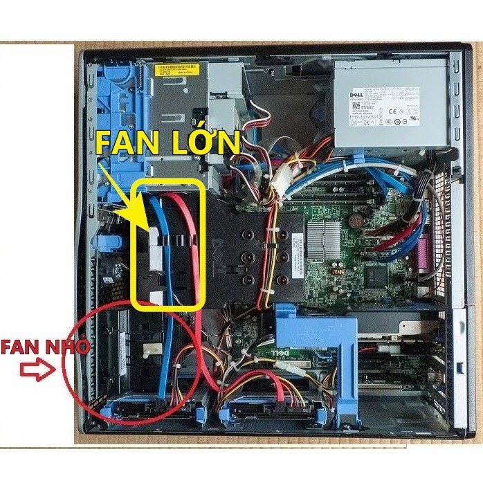 Bộ Quạt tản nhiệt cho PC Dell XPS 400 420 Precision T3400 (FAN LỚN P8192 0P8192) (FAN NHỎ JY856 0JY856)