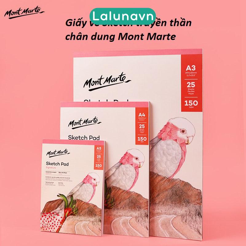 GIấy vẽ sổ vẽ Sketchbook truyền thần Mont Marte, chân dung ngành kiến trúc mỹ thuật -Lalunavn- B12