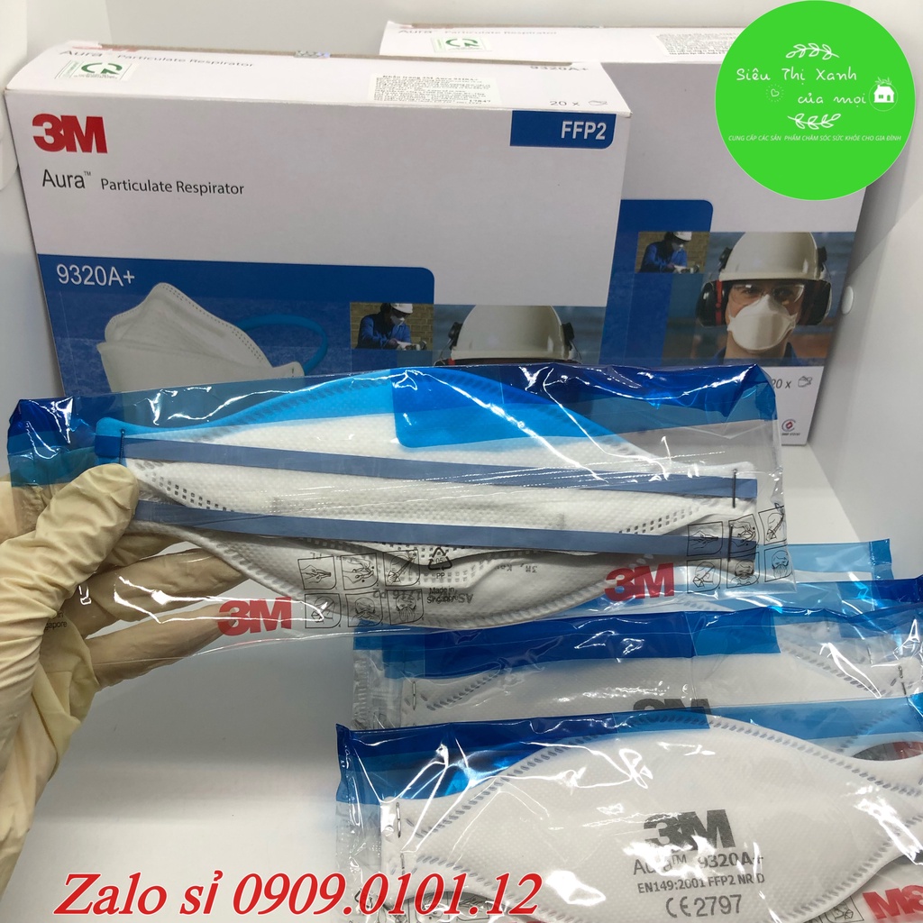 Khẩu trang 3m 9320a+ chính hãng đạt chuẩn AS/NZS FFP2, N95 cao cấp có đệm mũi tiệt trùng đóng bịch kín riêng từng cái