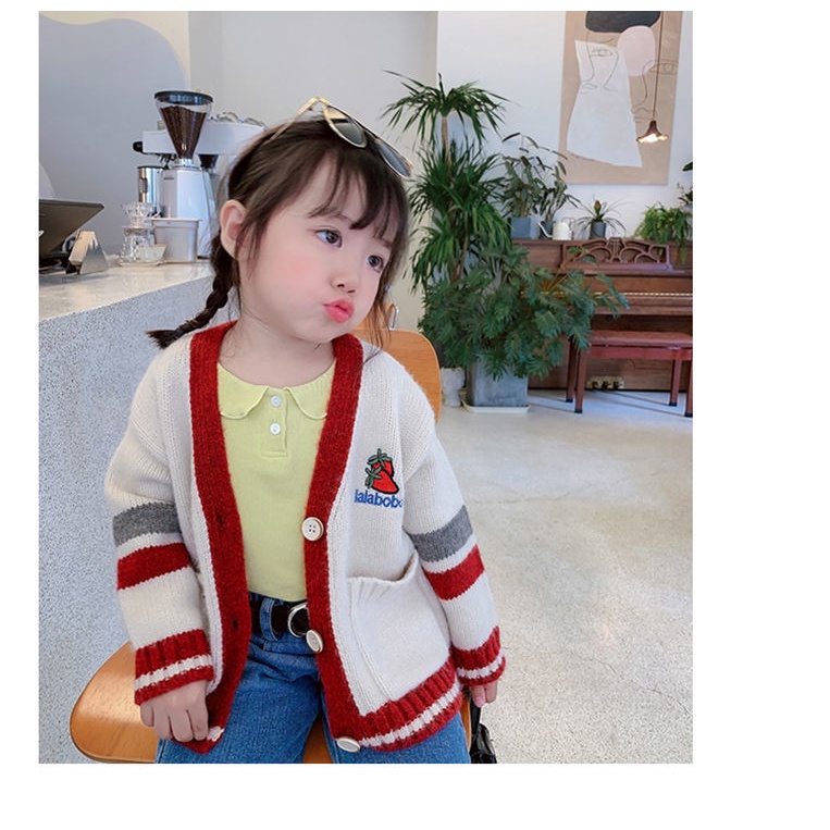 Áo khoác Cardigan cổ chữ V xinh xắn thời trang cho bé gái
