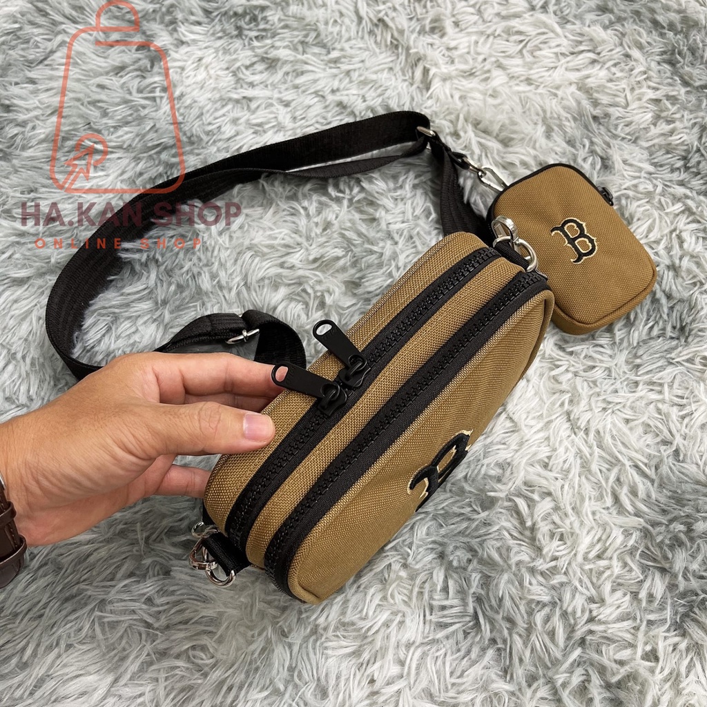 💞Túi Đeo Chéo MLB MONOGRAM JACQUARD MINI CROSSBODY BAG BROWN KÍCH THƯỚC 18CM×15CM×11.5CM