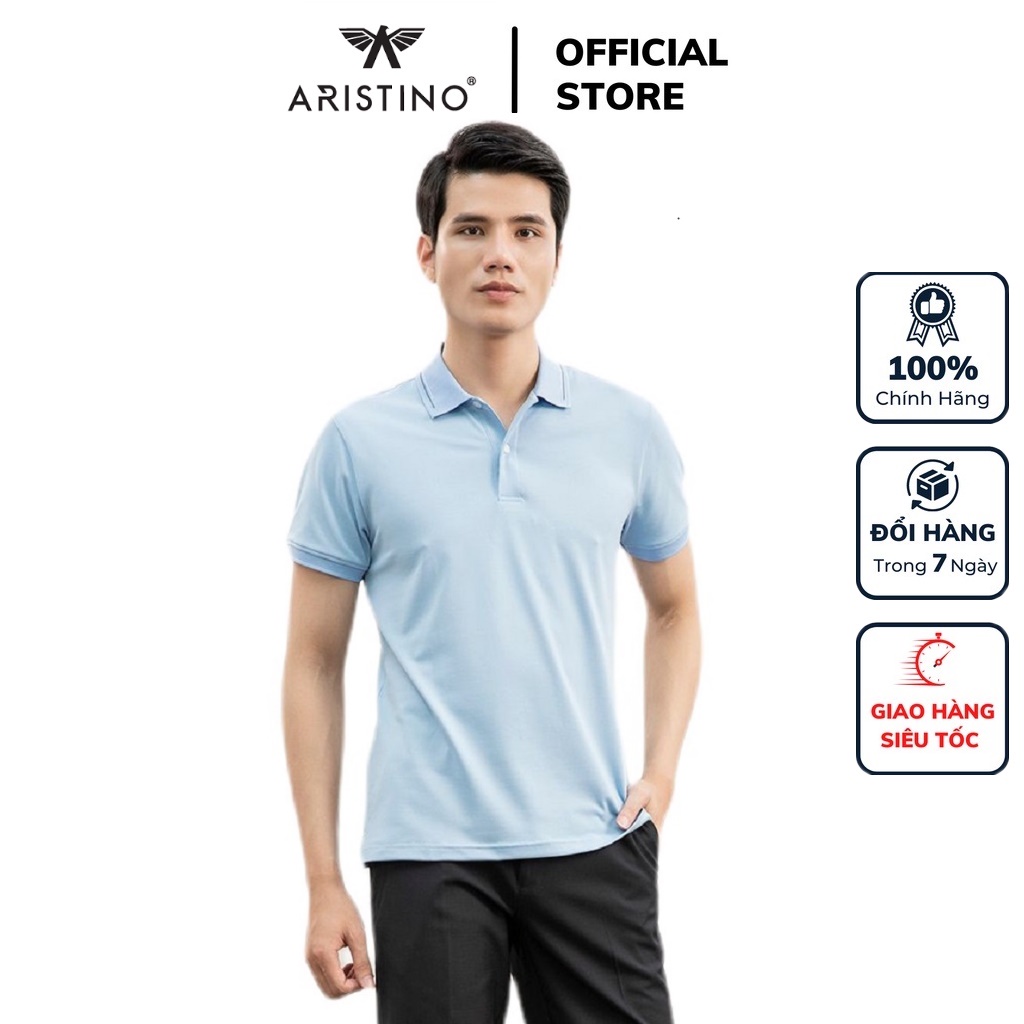 [Mã BMBAU50 giảm 7% đơn 99K] Áo thun polo nam Aristino tay ngắn chất cupro màu xanh biển dáng Regular fit APS011S1