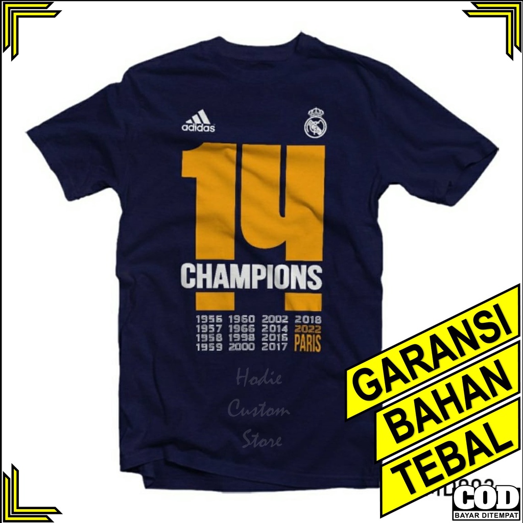 Áo Thun Cotton Màu Trắng Đen In Chữ Jersy Jersi Jersey Hala Real Madrid Madridista Champion Size Lớn 30s Jumbo Thời Trang Cho Nam Và Nữ Áo Thun Distro Chải Kỹ 30s