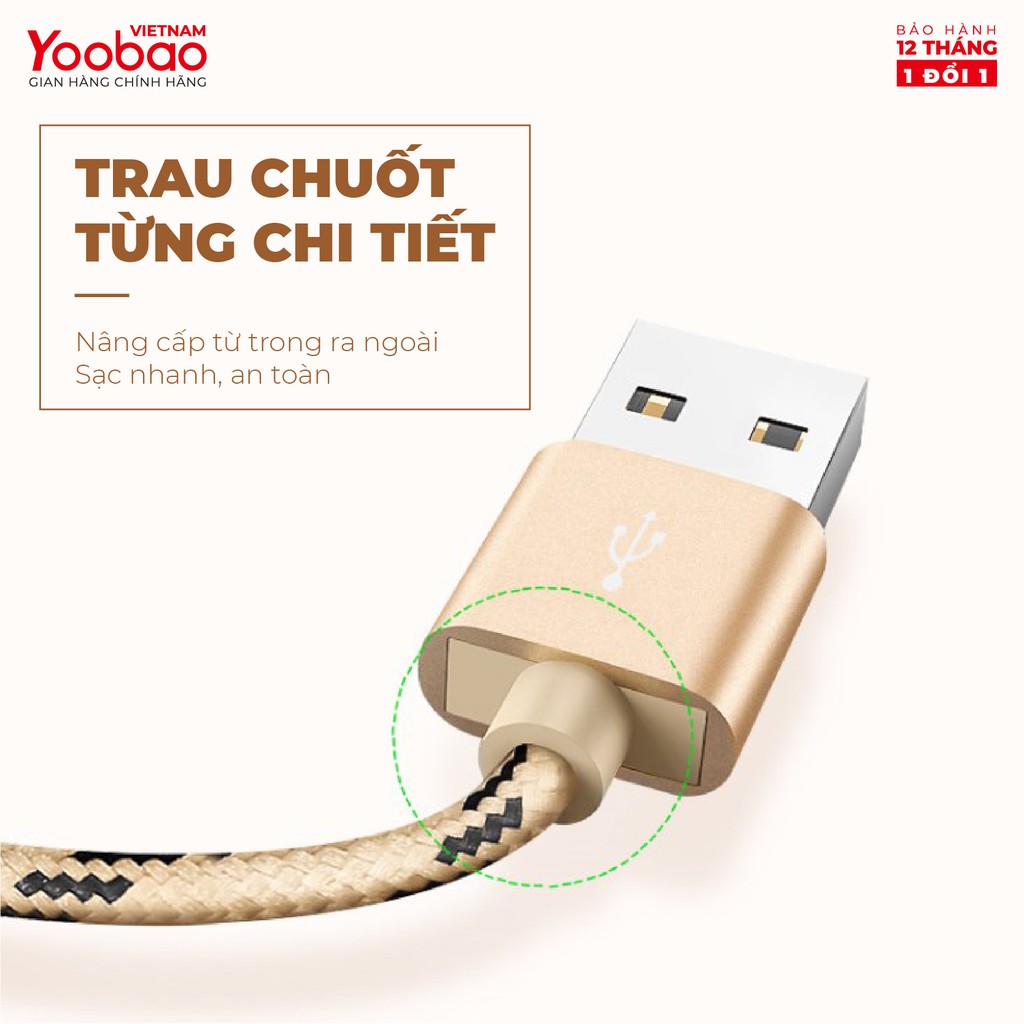 Cáp lightning Yoobao YB-422 Bọc dù - Dài 1.5M cực bền chắc