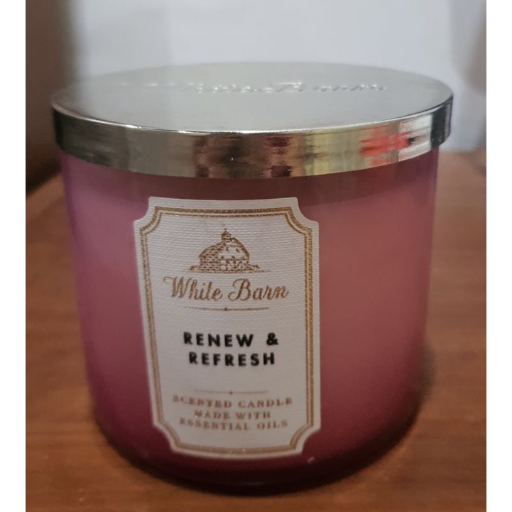 Đèn cầy nến thơm 3 bấc Bath &amp; Body Works 3-wick Scented Candle White Barn Renew &amp; Refresh 411g (Mỹ)