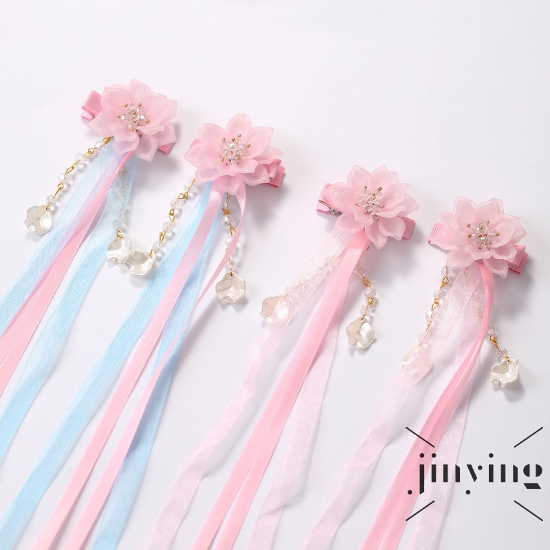 GETNOIVAS Kẹp tóc hoa đính tua rua phong cách Trung Quốc cổ điển