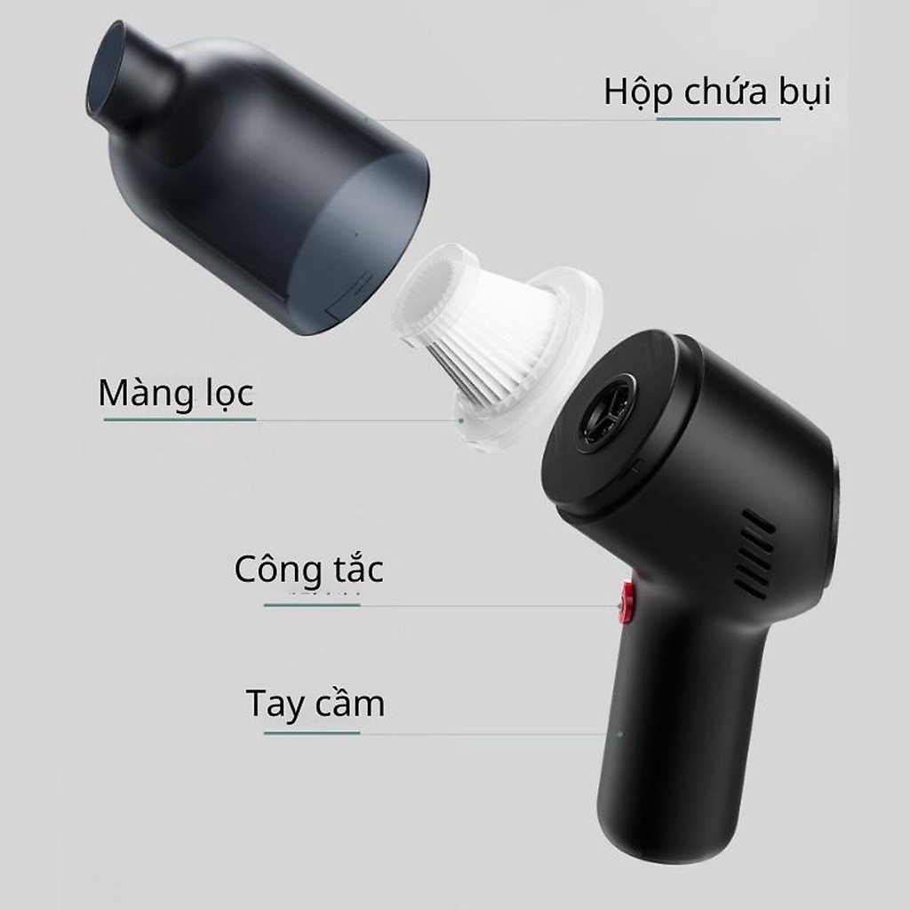 [FREESHIP] Máy hút bụi mini YOICE dạng súng lực hút mạnh 9000PA hút bụi oto, giường, hút sạch các bụi bẩn - SÚNG MINI