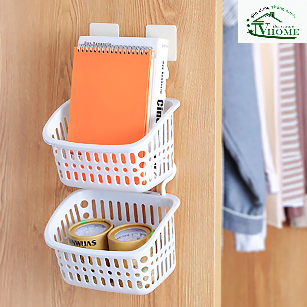 Giỏ nhựa có móc treo đa năng đựng đồ dùng trong nhà tiện dụng