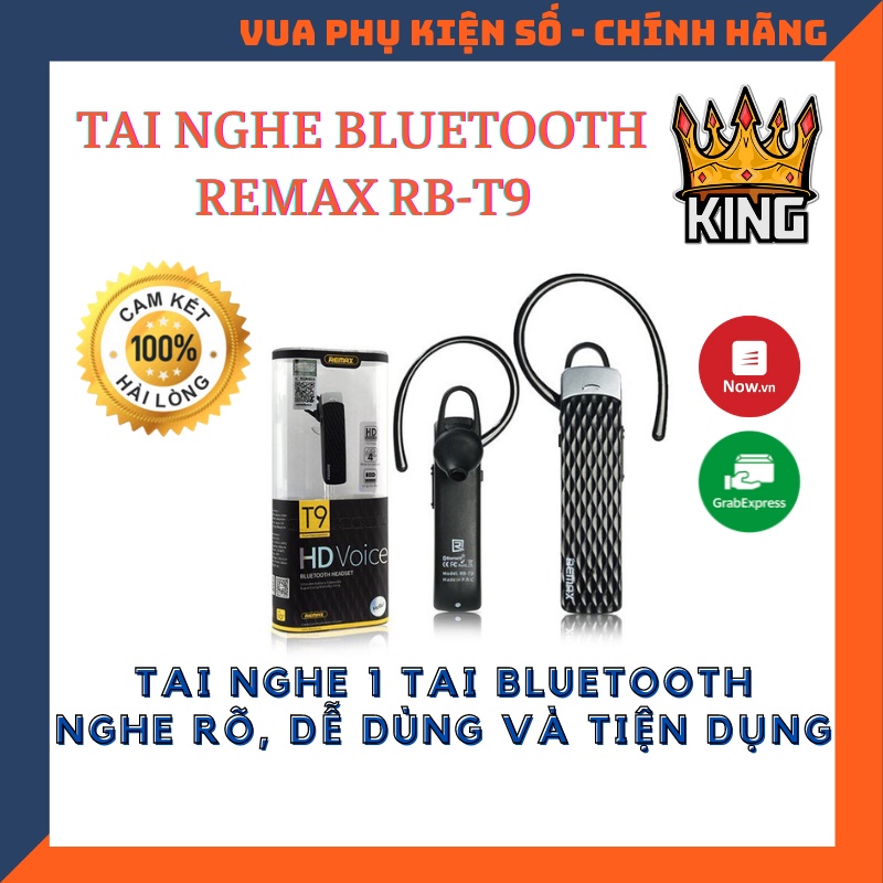 Tai nghe Bluetooth Remax RB-T9 âm thanh HD, Kết nối ổn định, không lo bị gián đoạn, Chính Hãng Bảo Hành Toàn Quốc