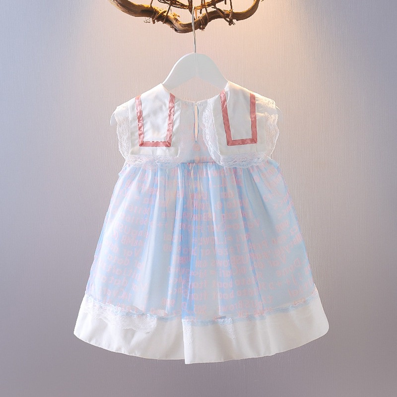 Đầm Công Chúa Cổ Thủy Thủ Phong Cách Hàn Quốc Thời Trang Mùa Hè Cho Bé Gái