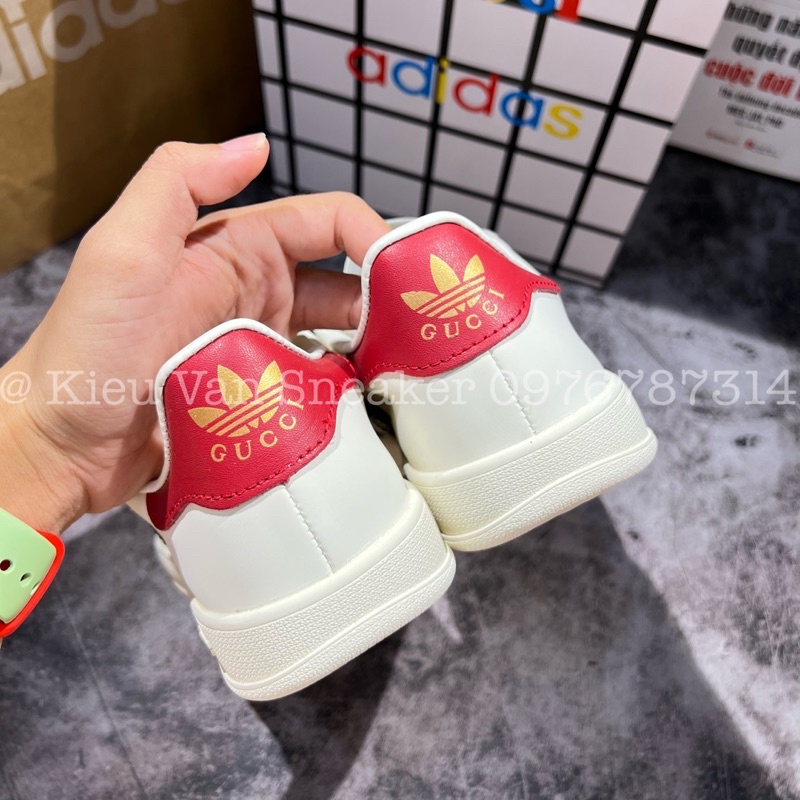 Giày Sneaker_Adidas x Gucciiii Gazelle White Red Blue/Adidasss New 2022 Tặng tất
