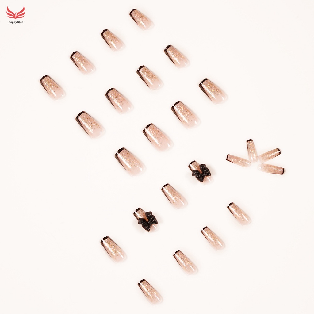Set 24 móng tay giả dài đính nhũ lấp lánh thời trang sang trọng kèm keo dán dành cho nữ