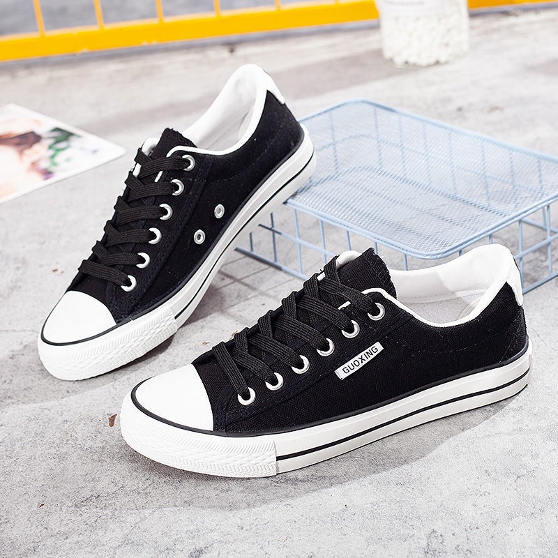 Giày Thể Thao Canvas Đế Bằng Thiết Kế Quai Dán Thoáng Khí Hàng Mới Cho Nữ