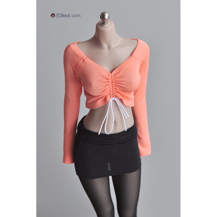 Áo thun nữ doll figure 1/6 có dây rút co dãn dành cho body phicen, jiaoudoll, verycool