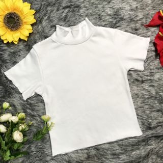 Áo thun cổ lọ tay ngắn áo kiểu croptop form dưới 50 kg