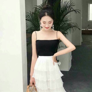 Áo 2 dây croptop sợi bún chất cotton mềm mịn co giãn mặc mát