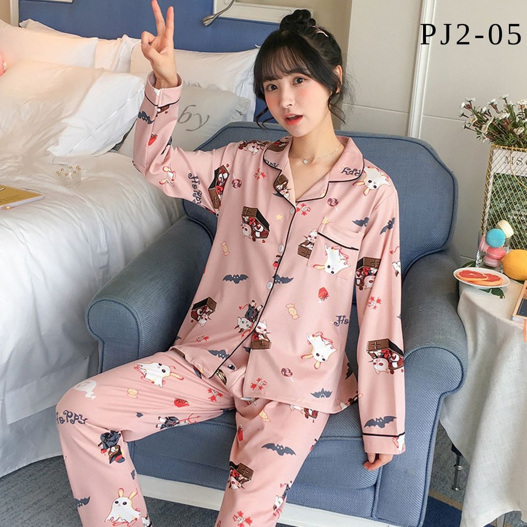 [KHUYẾN MÃI 3 NGÀY] BỘ PIJAMA DÀI TAY COTTON THUN HỌA TIẾT XINH XẮN HÀNG QUẢNG CHÂU CÓ SẴN -Hàng nhập khẩu