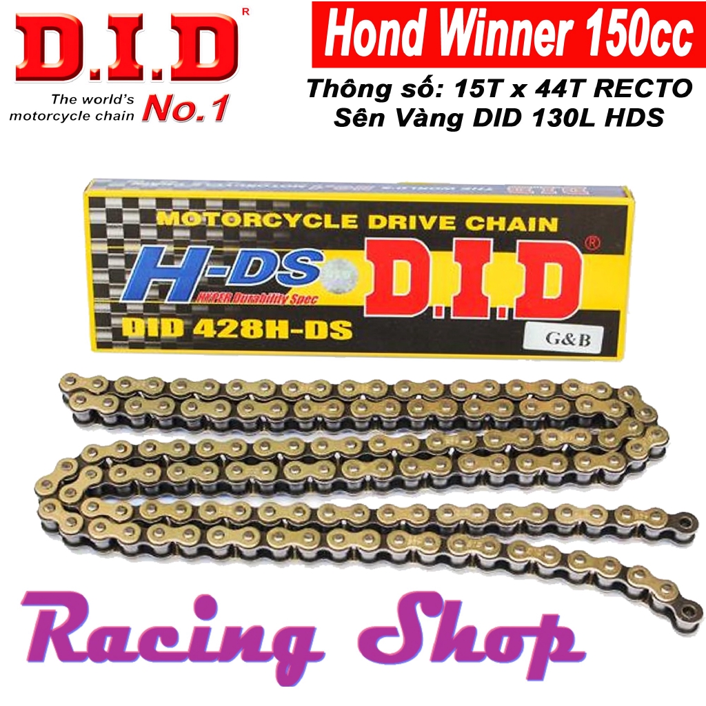 Nhông sên dĩa Winner Sonic nhông 15T dĩa 44T - Sên Vàng DID - Thái Lan