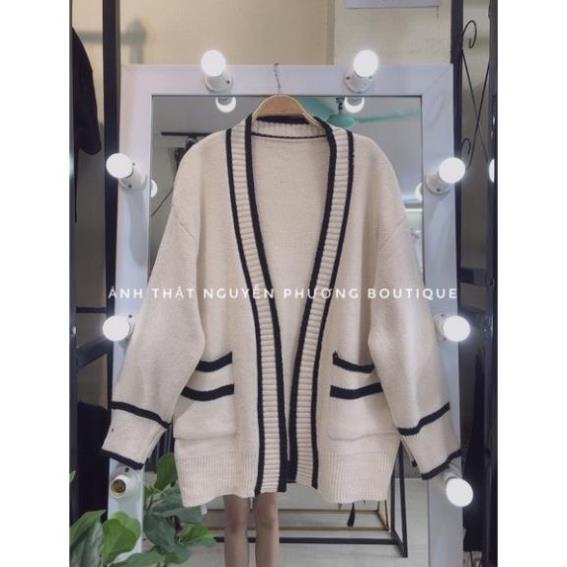 Áo khoác len cardigan LATO, Áo Cadigan Nữ Thu Đông Khoát Ngoài Viền Đen Trắng Hàng Quảng Châu Cao Cấp Đẹp | BigBuy360 - bigbuy360.vn