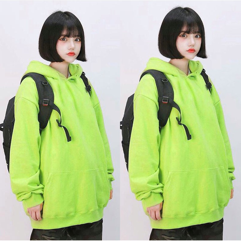 Áo Khoác Hoodie Trơn Ulzzang Unisex Màu Xanh Chuối Chất Nỉ Bông Cao Cấp Dáng Rộng Nam Nữ - MM