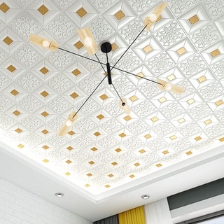 KHO SỈ Xốp Dán Tường Giả Gạch Miền Nam hoa văn kim tuyến + sàn nhưa giả gỗ