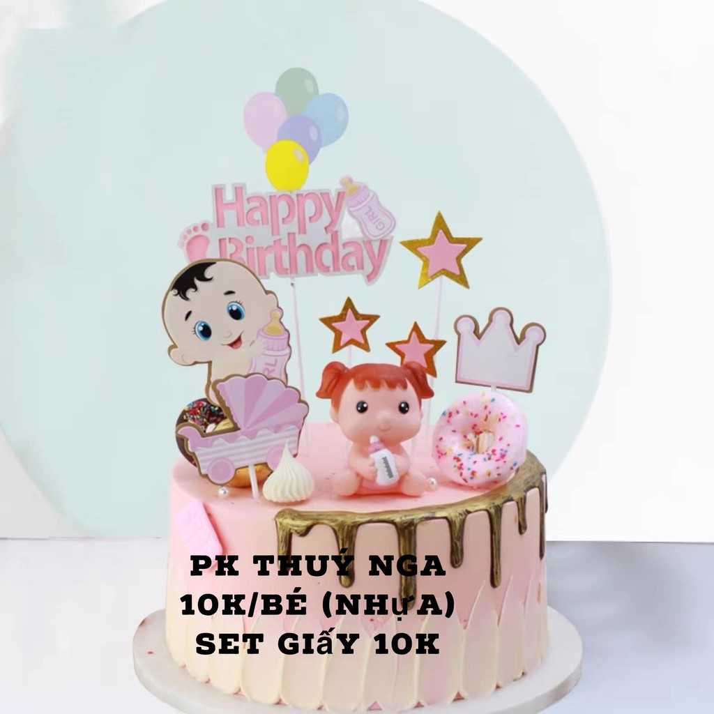 5 ĐÔI EM BÉ TÓC ĐỎ ÔM BÌNH SỮA TRANG TRÍ BÁNH KEM