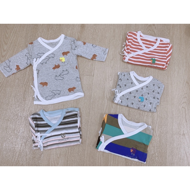 SET 5 ÁO CỘT DÂY HỘT GÀ TAY NGẮN / TAY DÀI CHO BÉ SƠ SINH
