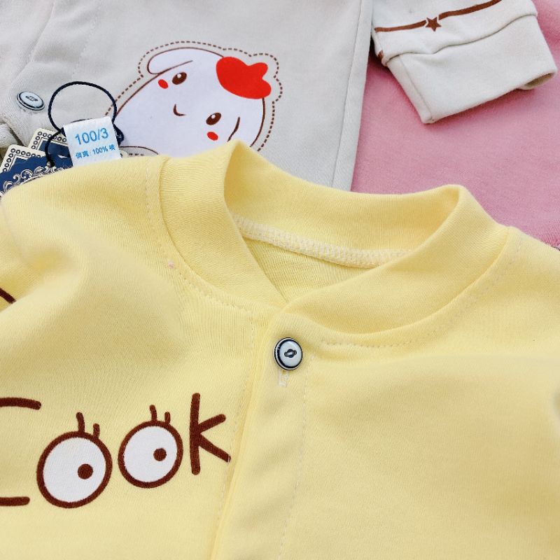 Body Dài Tay Thu Đông Vải Cotton Nỉ Cho Bé 3-9kg