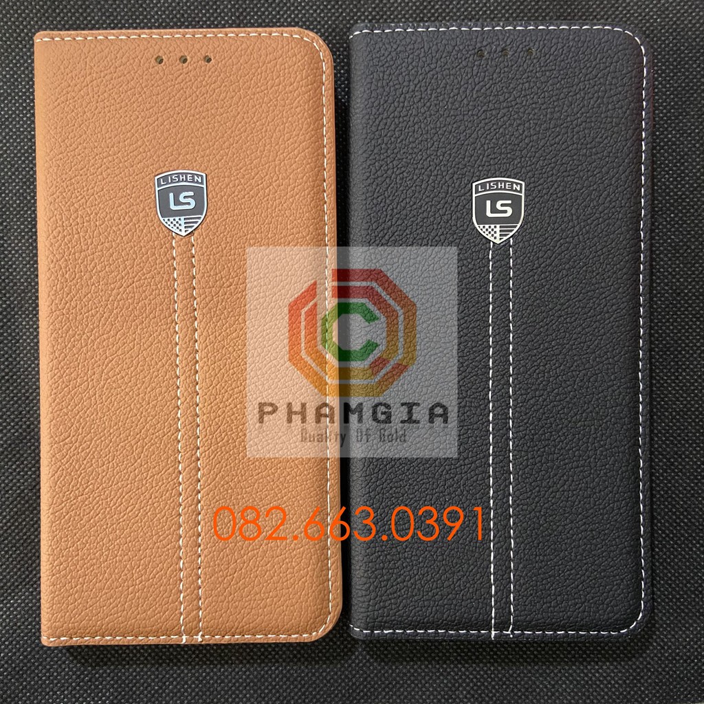 Bao da Samsung A12 không quai cài hiệu Lishẹn chất da siêu đẹp siêu mịn