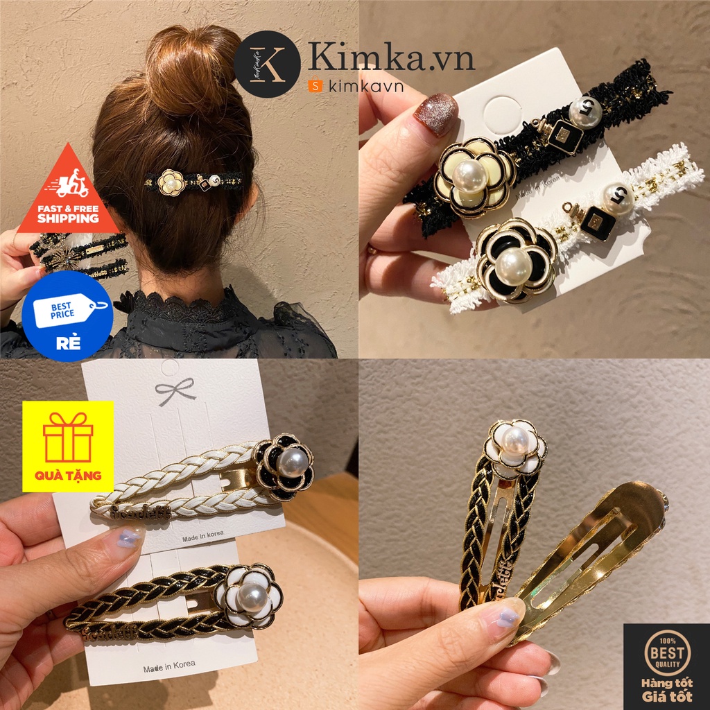 🍓Cặp Tóc Mái Sang Trọng Đính Hoa Ngọc Tiểu Thư Hàn Quốc