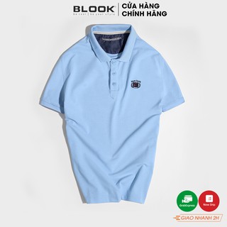 Áo polo nam slimfit BLOOK Vải thun cá sấu màu Xanh Denim trơn thêu logo BLOOK STYLE mã 77955 (HÌNH THẬT)