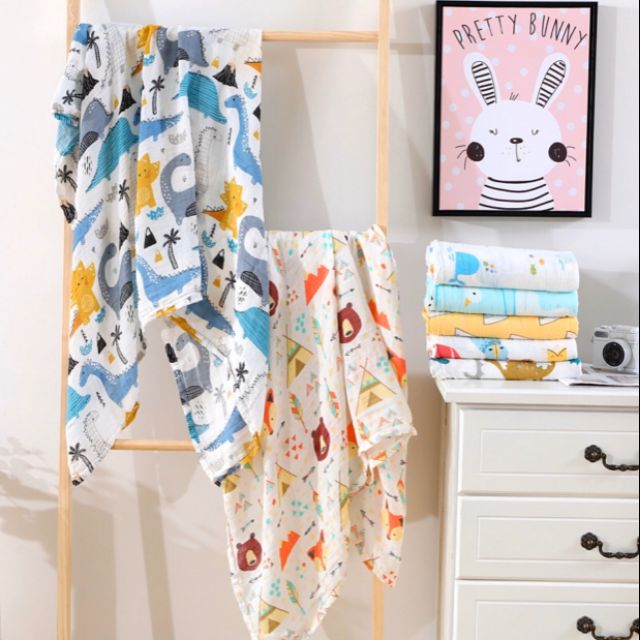KHĂN XÔ SỢI TRE ADEN ANAIS 2 LỚP CHO BÉ SƠ SINH, THỊ NHÍM STORE, KHĂN XÔ Ủ KÉN CHO BÉ KT 1.1 X 1.1 MÉT