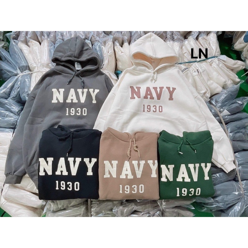 Áo hoodie nỉ cotton NAVY LN12