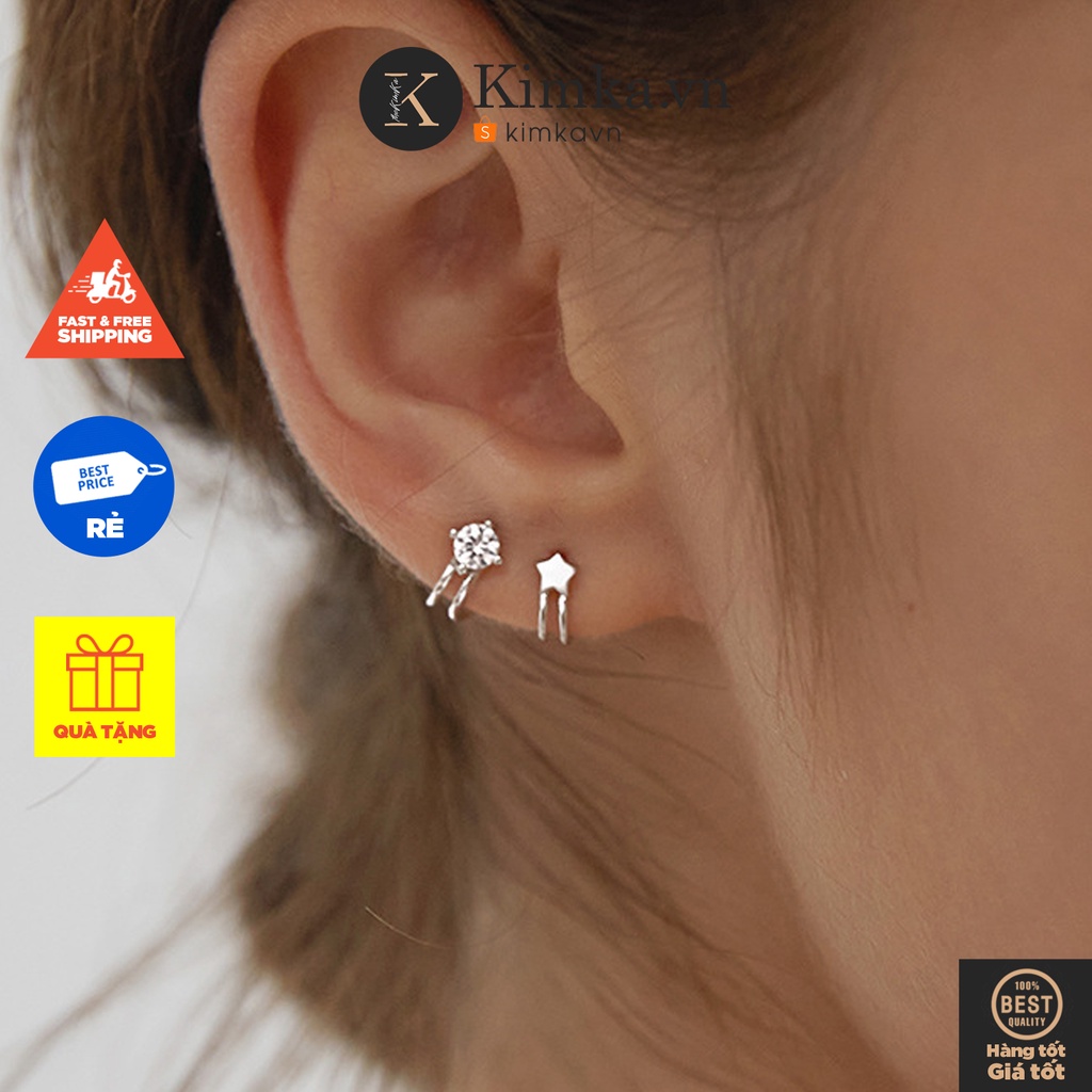 (079) Khuyên Tai Kẹp Vành Ngôi Sao Kim Cương Nhỏ Tinh Tế