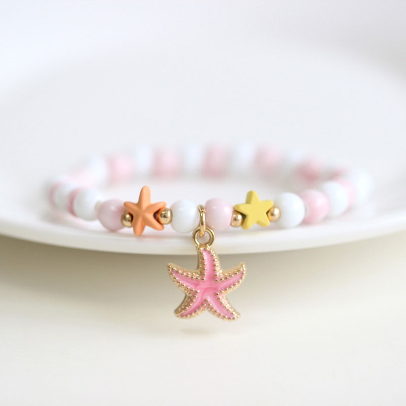 Vòng Tay Chuỗi Hạt Sứ Phối Mặt Hình Thỏ/Ngôi Sao/Kỳ Lân Thời Trang Mùa Hè Cho Nữ