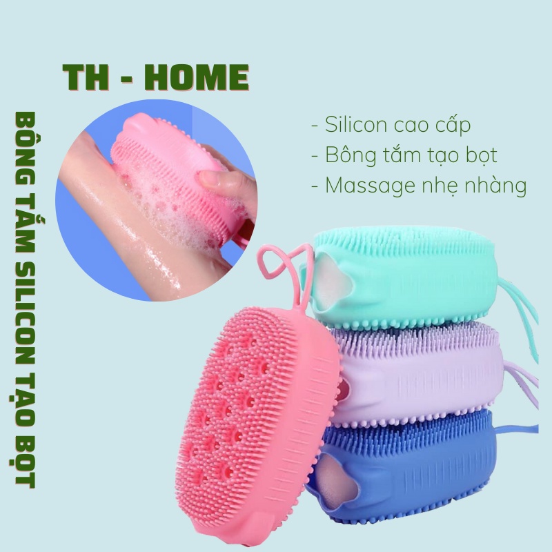 Bông tắm silicon tạo bọt, kỳ ghét, tẩy da chết, massage cơ thể