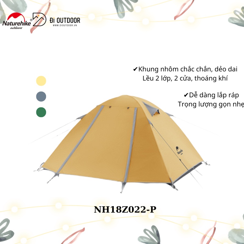Lều Cắm Trại 2 Người Naturehike Chống Nước Khung Nhôm NH18Z022-P