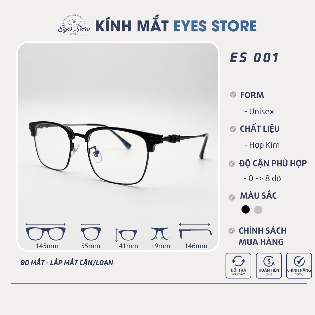 Gọng Kính Cận Nam Nữ EYESSTORE 001 - Hợp Kim