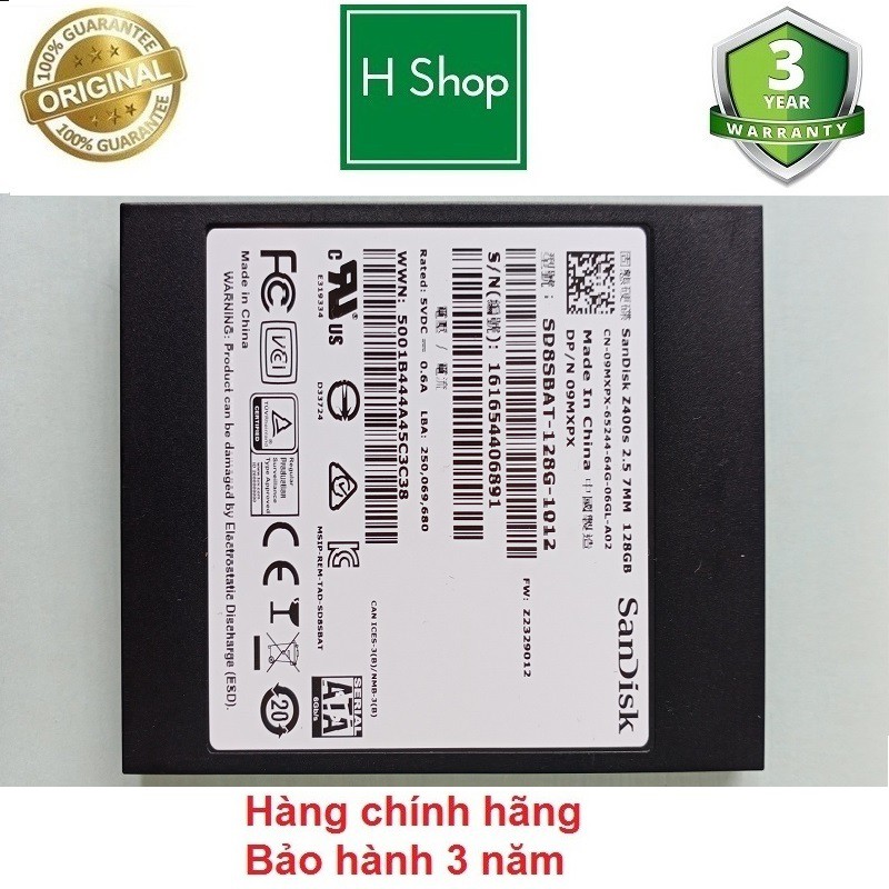 [Mã ELMS05 giảm 5% đơn 300k]Ổ cứng SSD Sandisk 128Gb, hàng tháo máy chính hãng, bảo hành 3 năm