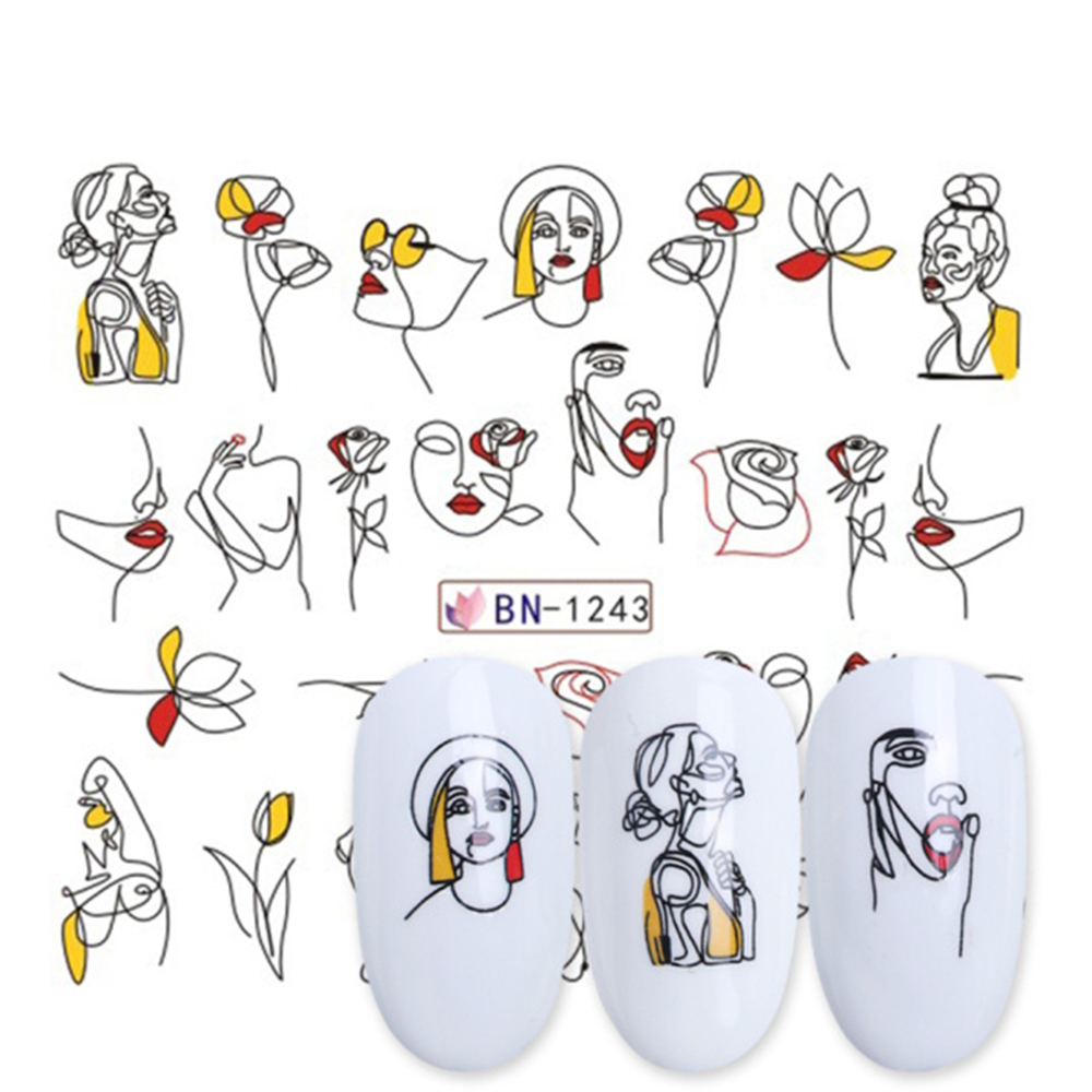 Miếng dán trang trí móng tay nghệ thuật họa tiết cô gái 3D DIY thời trang