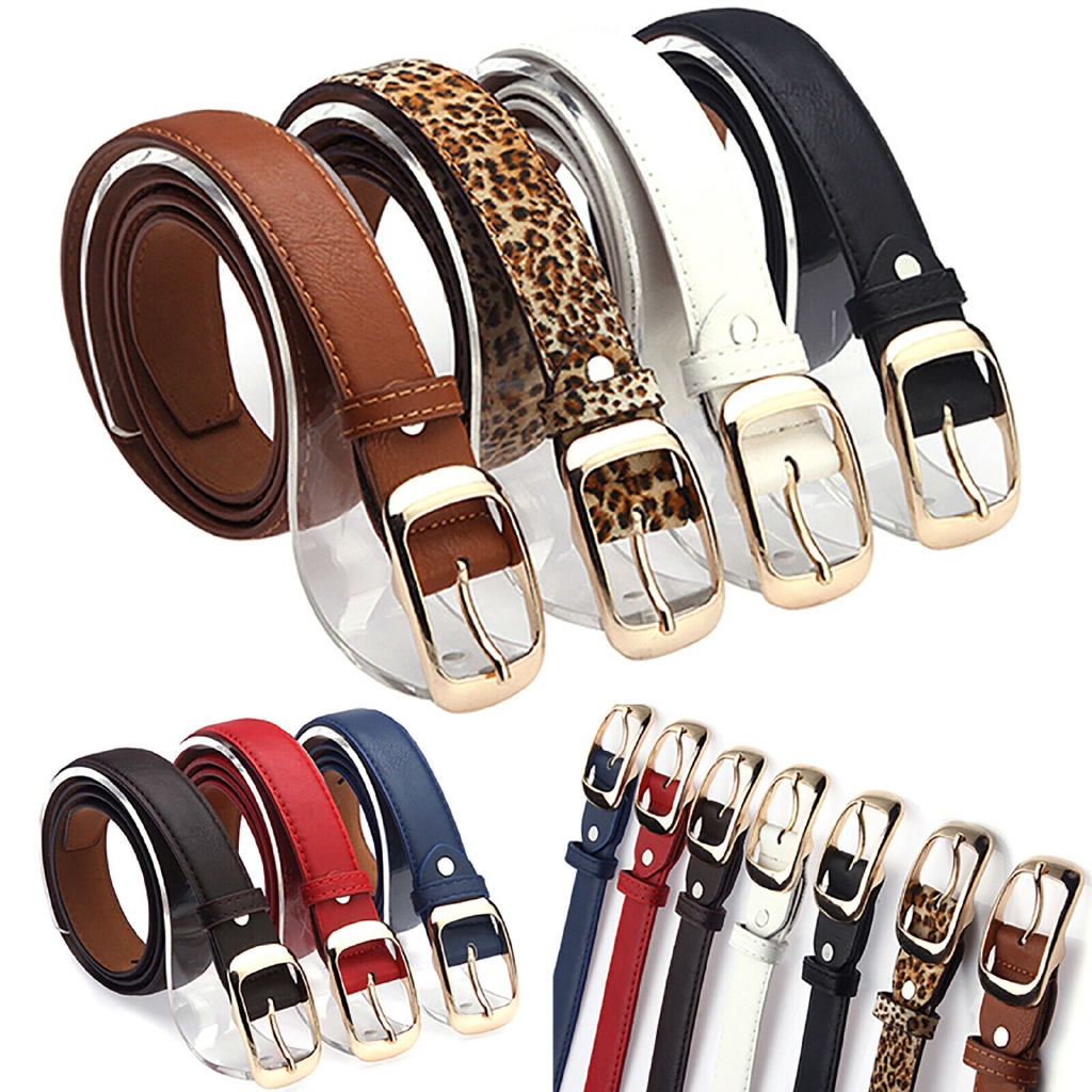 Thắt lưng màu trơn/ họa tiết da báo phong cách retro thời trang dành cho nam và nữ