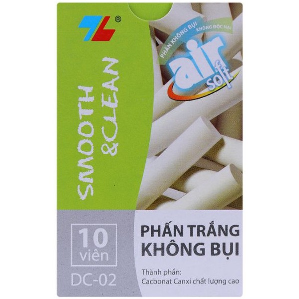 Phấn Trắng  Viết Bảng Không Bụi Thiên Long DC-02-Viết Nét Chữ Rõ Ràng Không Độc Hại Khi Sử Dụng