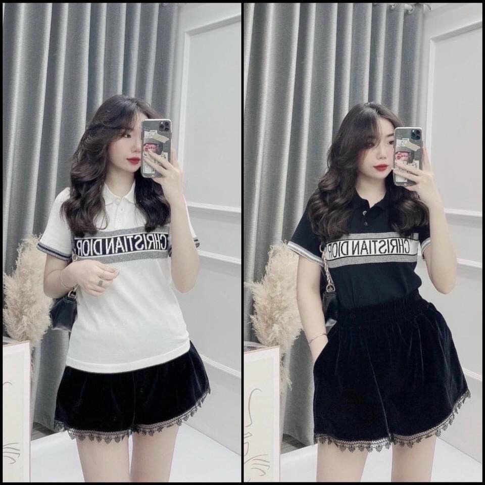 Áo len montoghi cổ bẻ chữ Dior sang sịn