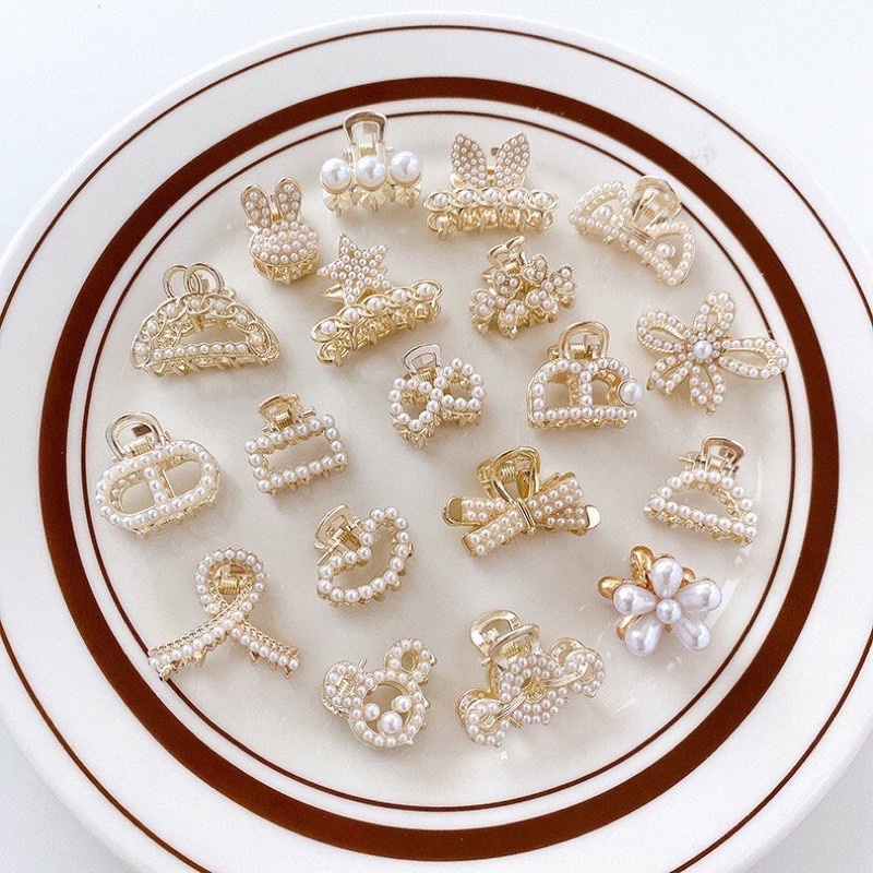 Kẹp tóc kim loại mini đính Ngọc