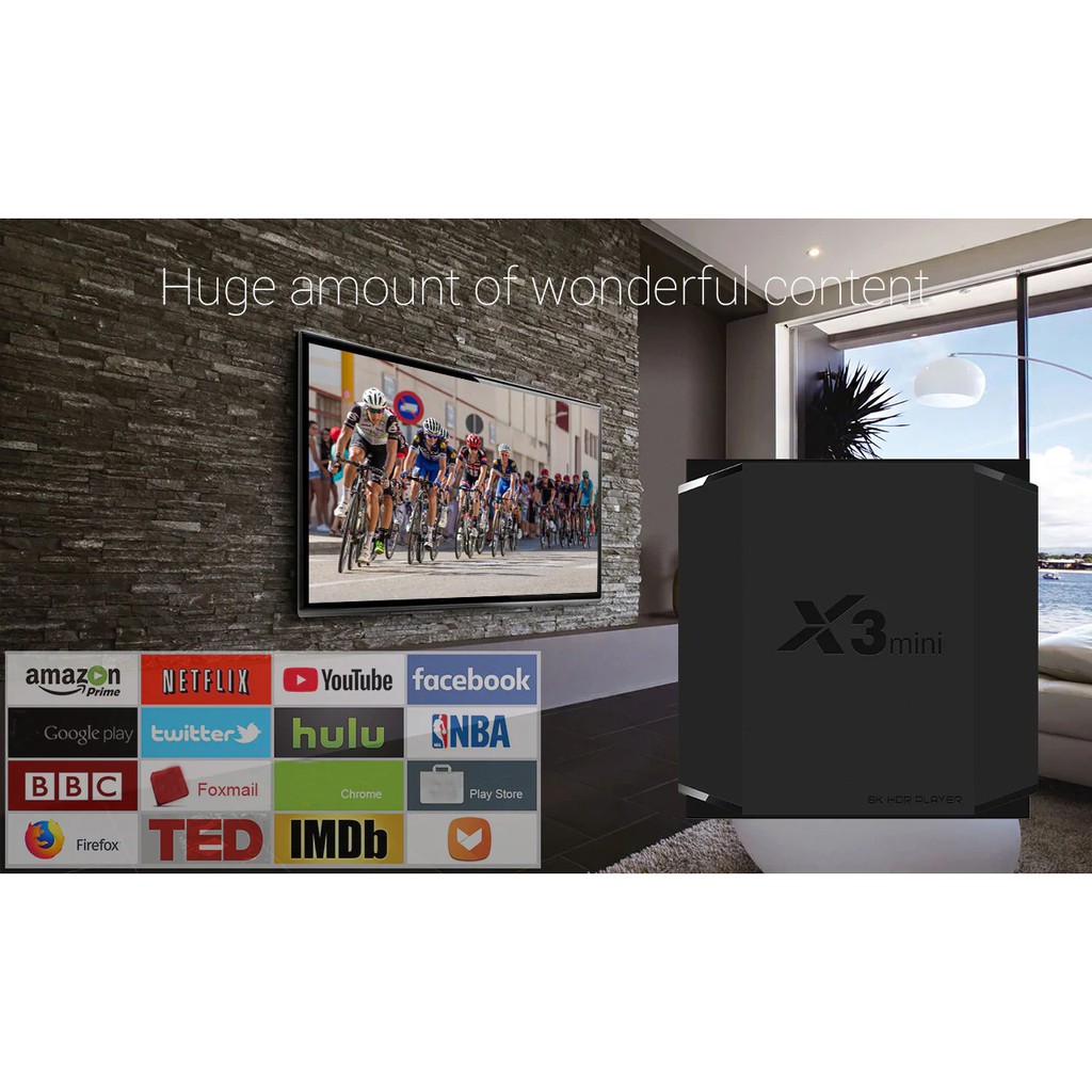 Android TV X3 Mini có điều khiển giọng nói 4GB Ram, 32GB bộ nhớ trong, Android 9.0 cài sẵn bộ ứng dụng giải trí cao cấp