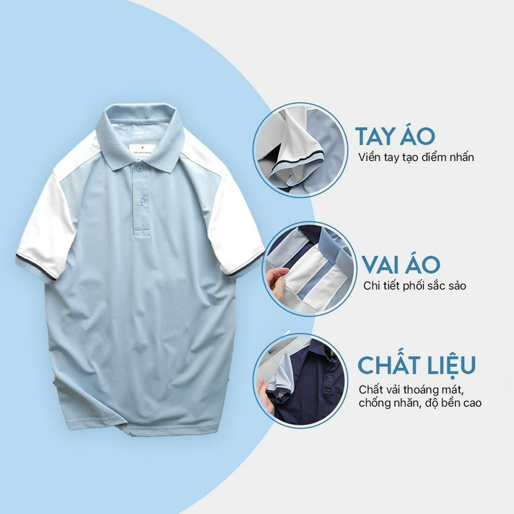 Áo polo nam phối màu Raglan trẻ trung big size 90kg thoải mái, sang trọng - TheBasic